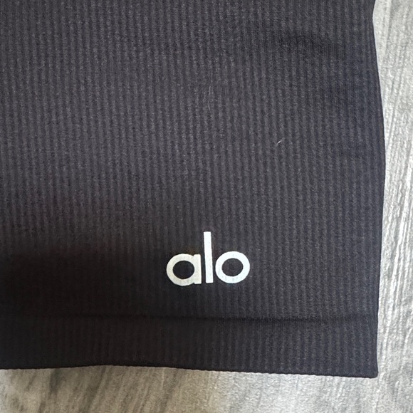 ALO Yoga Black Ribbed High-Rise Bike Shorts - Picture 4 of 4
